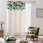 Rideau à œillets 140 x 240 cm polycoton uni avec top imprimé et pompons décoratifs Swan