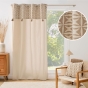 Rideau à œillets 140 x 240 cm coton/polyester haut jacquard à pompons NEIROBI