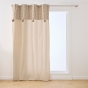Rideau à œillets 140 x 240 cm coton/polyester haut jacquard à pompons NEIROBI