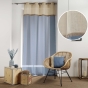 Voilage à œillets 140 x 240 cm – Voile sablé & jute – Greenybel Bleu