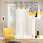 Voilage à œillets 140 x 240 cm voile sable + top imprimé + pompons Neo Casa