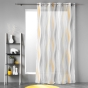 Voilage à Œillets 140 x 280 cm – Voile Sablé Imprimé Ondulys Jaune/Blanc