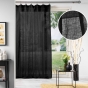 Voilage à anneaux 140x240 cm voile tissé Linka Noir