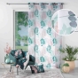 Voilage à Œillets 140 x 240 cm – Voile Sablé Imprimé – Belline Blanc/Émeraude