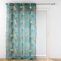 Voilage à œillets 140 x 280 cm voile sable imprimé métallisé Ornella émeraude
