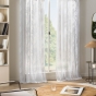 voilage à oeillets 140 x 280 cm maille ysora — blanc motif feuillage grande hauteur