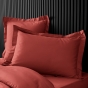 Taie d’oreiller volant plat – 50 x 70 cm – percale unie 78 fils – point bourdon – Terracotta