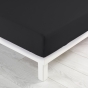 Drap-housse 160x200 cm – 100% coton jersey extensible – Bonnet 30 cm – Noir