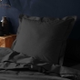 Parure de Lit Complète 240 x 220 cm Noir - 100% Coton 57 Fils - Drap-Housse 140x190 + 4 Taies