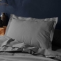 Parure de Lit Complète 240 x 220 cm Anthracite - 100% Coton 57 Fils - Drap-Housse 140x190 + 4 Taies