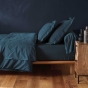 Lot de 2 draps housse king size 180 x 200 cm coton 57 fils Bleu nuit