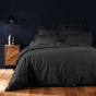 Parure de Lit Complète 240 x 220 cm Noir - 100% Coton 57 Fils - Drap-Housse 140x190 + 4 Taies