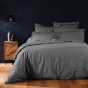 Parure de Lit Complète 240 x 220 cm Anthracite - 100% Coton 57 Fils - Drap-Housse 140x190 + 4 Taies
