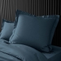 Parure Drap Housse Hôtel 140 x 190 cm + 2 Taies 63 x 63 cm Percale 78 Fils Bleu Nuit
