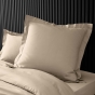 Parure Drap Housse Hôtel 140 x 190 cm + 2 Taies 63 x 63 cm Percale 78 Fils Beige