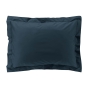 Taie d’oreiller volant plat – 50 x 70 cm – percale unie 78 fils – point bourdon – Bleu