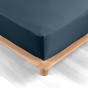 Pack complet housse de couette percale 78 fils pour lit 140 x 190 cm Bleu nuit