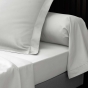 Parure Drap Housse Hôtel 140 x 190 cm + 2 Taies 60 x 60 cm Percale 78 Fils Blanc