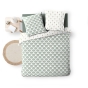 Parure de lit 240x220 cm + 2 taies – Microfibre imprimée DIANE – Motif vert d’eau & or