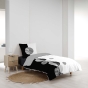 Housse de Couette 1 Personne 140 x 200 cm + 1 Taie – 100 % Coton 57 Fils – Stormi Noir & Blanc