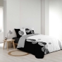 Housse de Couette 260 x 240 cm + 2 Taies – 100 % Coton 57 Fils – Stormi Noir & Blanc