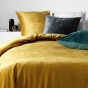 Housse de Couette 240 x 220 cm – Velours Uni – Velina Ocre + 2 Taies