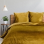 Housse de Couette 240 x 220 cm – Velours Uni – Velina Ocre + 2 Taies