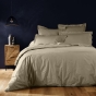Parure de Lit Complète 240 x 220 cm Sable - 100% Coton 57 Fils - Drap-Housse 140x190 + 4 Taies