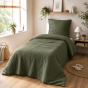 Housse de Couette 140 x 200 cm 1 Personne Gaze de Coton 57 Fils Kaki