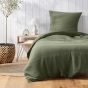 Housse de Couette 140 x 200 cm 1 Personne Gaze de Coton 57 Fils Kaki