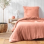 Housse de Couette 140 x 200 cm 1 Personne Gaze de Coton 57 Fils Rose