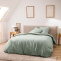 Housse de Couette Melina Sauge 240x220 cm – Coton 60 Fils Fils Teints Lavés Uni
