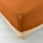 Drap housse 2 personnes 160 x 200 cm double gaze coton 57 fils Angelia Caramel