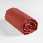 Drap-housse 1 personne 90 x 190 cm coton 57 fils LINA Terracotta – Bonnet 30 cm