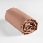 Drap-housse 2 personnes 140 x 190 cm coton 57 fils LINA Blush – Bonnet 30 cm