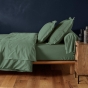 Drap-housse 2 personnes 160 x 200 cm coton 57 fils LINA Cèdre – Bonnet 30 cm