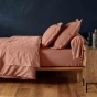 Drap-housse 2 personnes 180 x 200 cm coton 57 fils LINA Blush– Bonnet 30 cm
