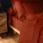Drap plat 1 personne – 180 x 290 cm – coton 57 fils Lina Terracotta – finition point bourdon