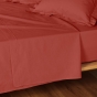 Drap plat 2 personnes 240 x 300 cm coton 57 fils Lina Terracotta – Finition point bourdon