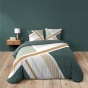 Parure de lit 240 X 220  ZÉPHYR + Drap-housse Sauge 140X190 – 100% coton 