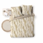 Parure de lit 240x220 cm + 2 taies – Microfibre imprimée KIM – Motif feuillage beige et or