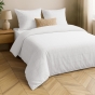 Parure de lit 3 pièces LINELLA Blanc– 240 x 220 cm – Coton/Polyester lavé jacquard 57 fils
