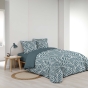 Housse de couette 240 x 220 cm imprimée 57 fils – MORGANE Bleu – 2 taies incluses