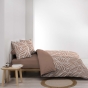 Housse de couette 240 x 220 cm imprimée 57 fils – MORGANE Mocha – 2 taies incluses
