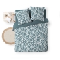 Housse de couette 260 x 240 cm coton 57 fils MORGANE Bleu + 2 taies