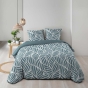 Housse de couette 260 x 240 cm coton 57 fils MORGANE Bleu + 2 taies