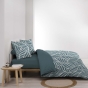 Housse de couette 260 x 240 cm coton 57 fils MORGANE Bleu + 2 taies