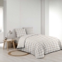 Parure de lit 240 x 220 cm 100% coton Victoire Naturel + drap housse 140 x 190 cm Sable