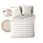 Parure de lit 240 x 220 cm 100% coton Victoire Naturel + drap housse 140 x 190 cm Blanc
