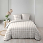 Parure de lit 240 x 220 cm 100% coton Victoire Naturel + drap housse 140 x 190 cm Blanc
